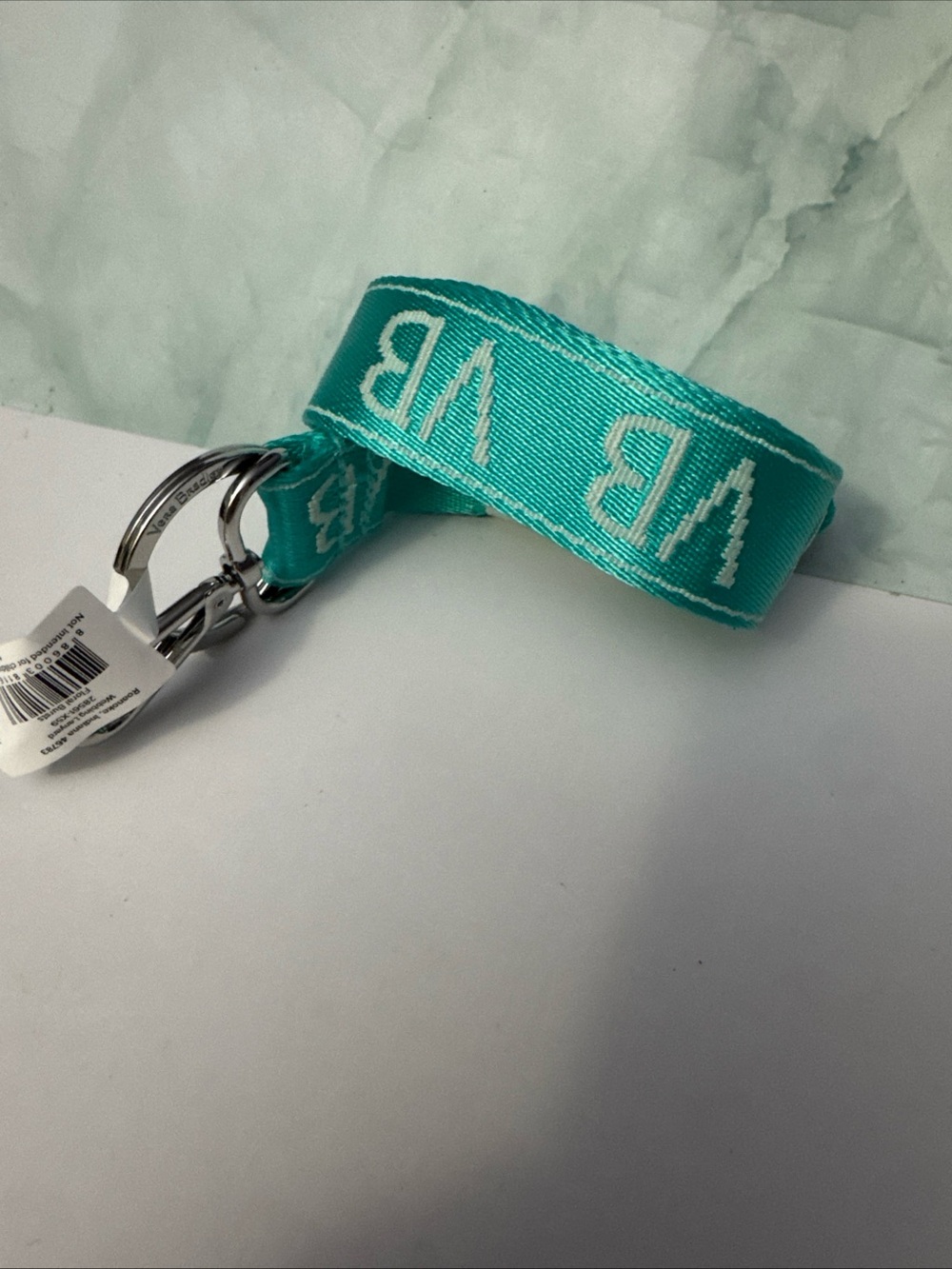 NWT Vera Bradley Teal logo lanyard with ring and clip